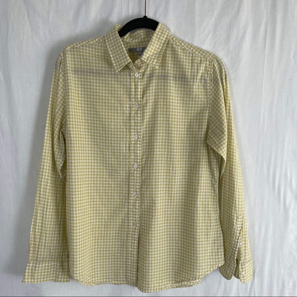 ☃️3 for $23 ☃️ Uniglo 100% Cotton Green/White Gingham Shirt